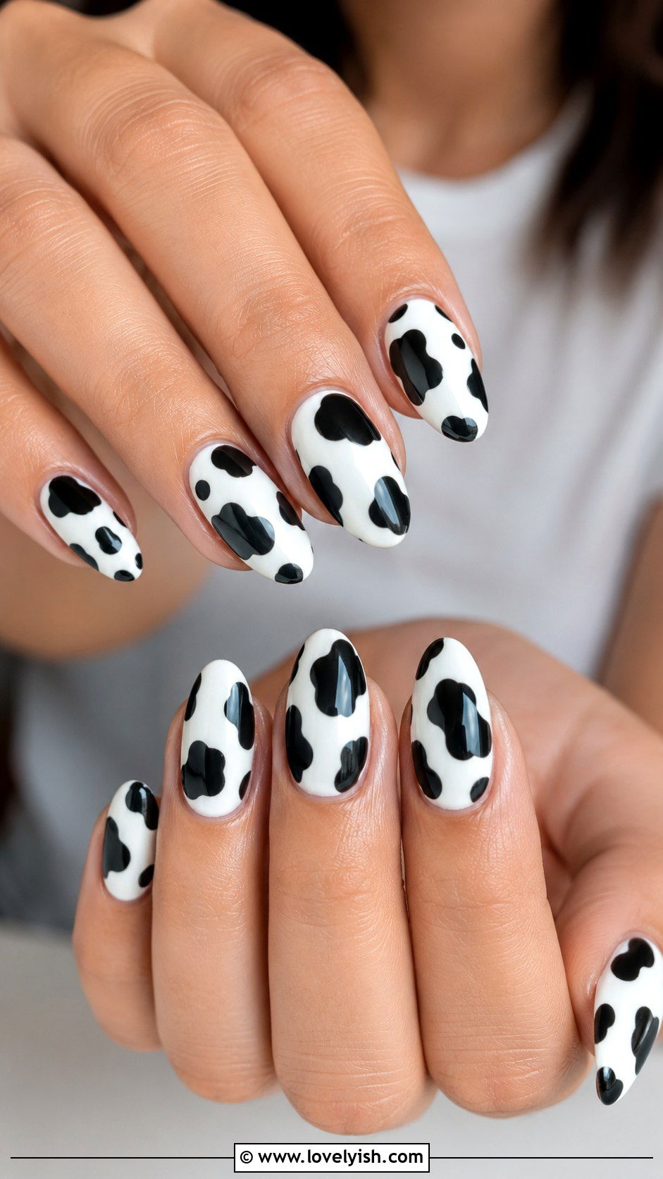 Cow Print Almond Nails - 50 almond nails - 50 almond nails