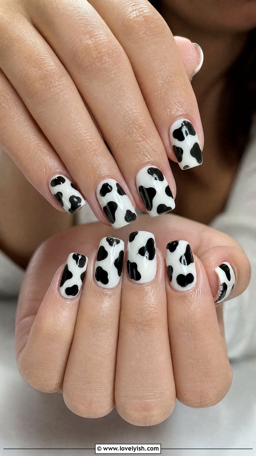 Cow Print Black And White Nails - 50 edgy nails - 50 edgy nails