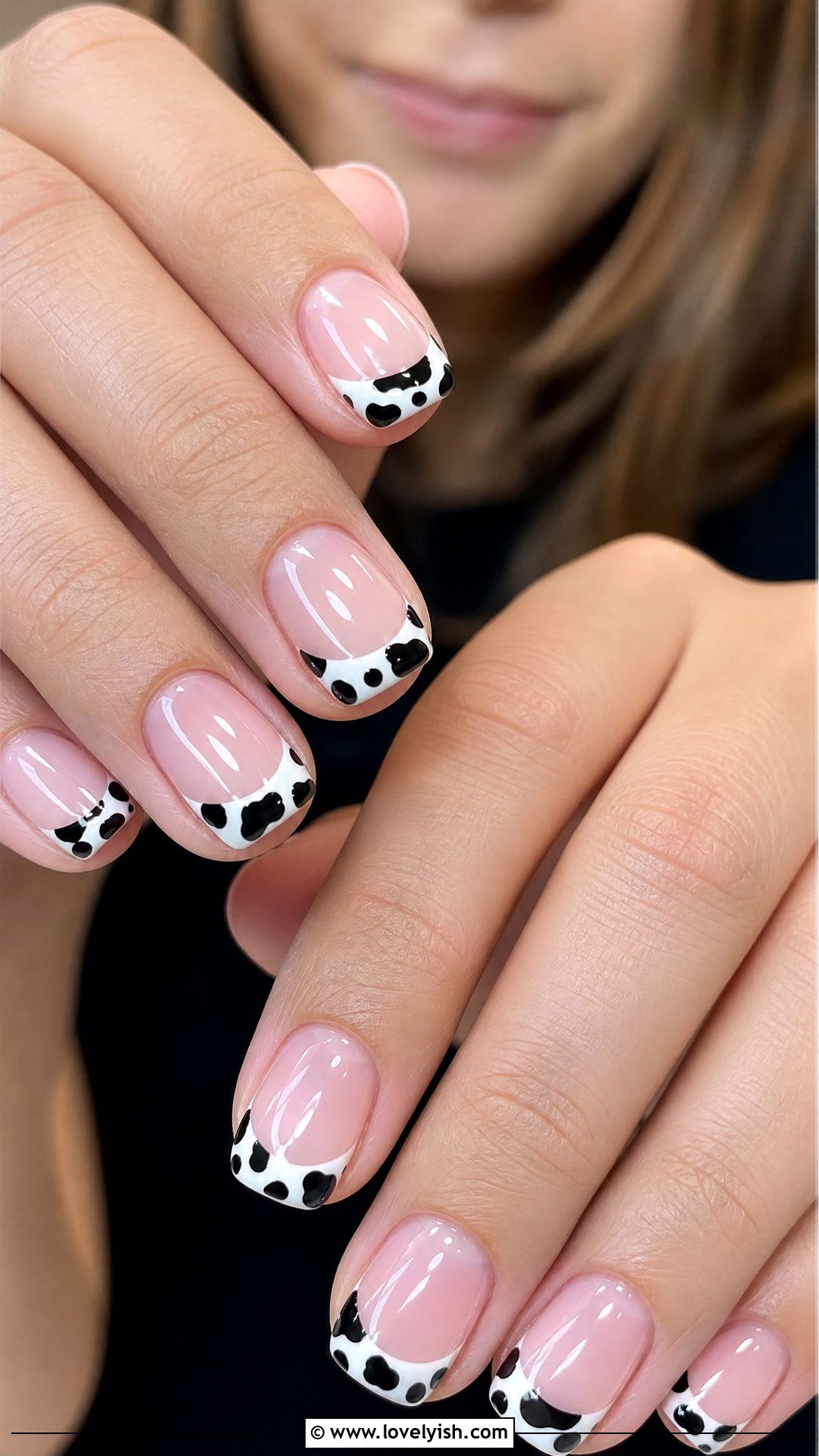 Cow Print French Tip - 50 french manicure - 50 french manicure
