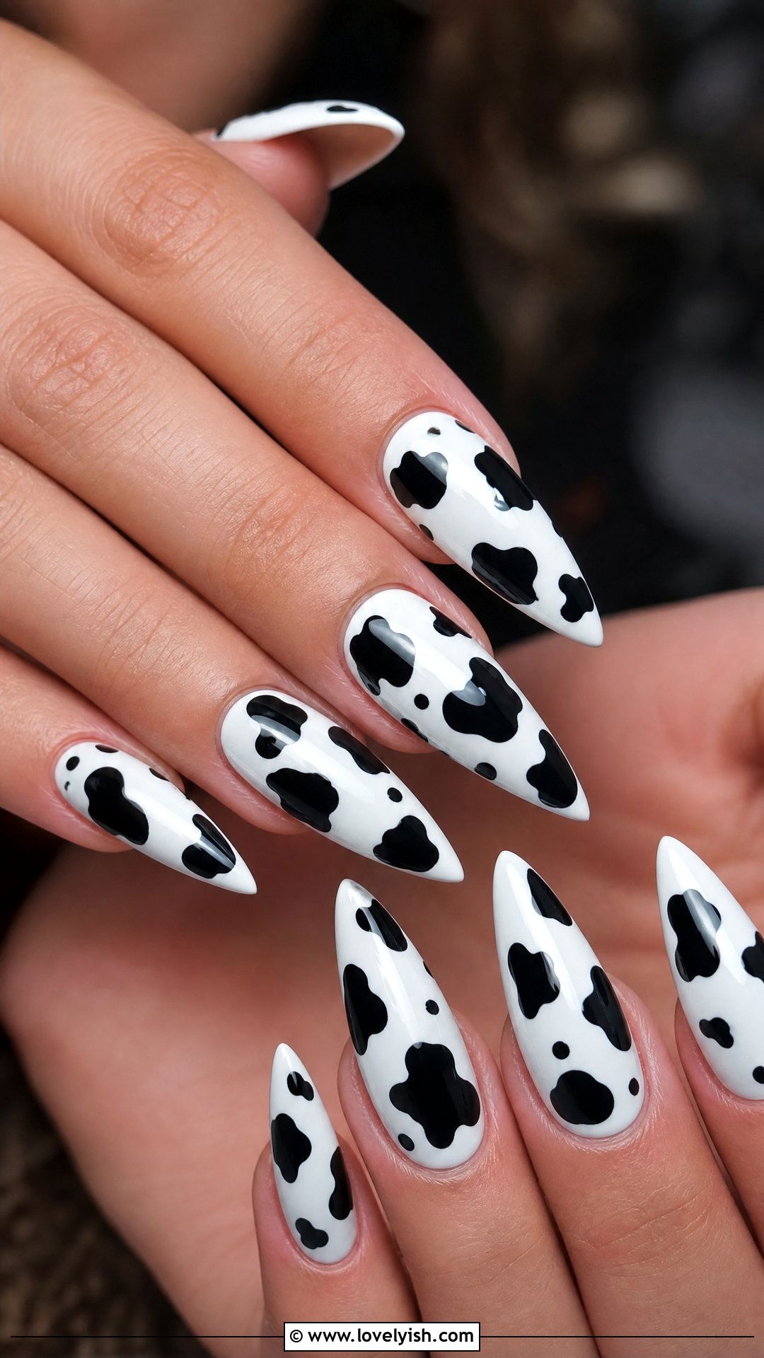 Cow Print Long Stiletto Nails - 28 nail designs for long nails - 28 nail designs for long nails