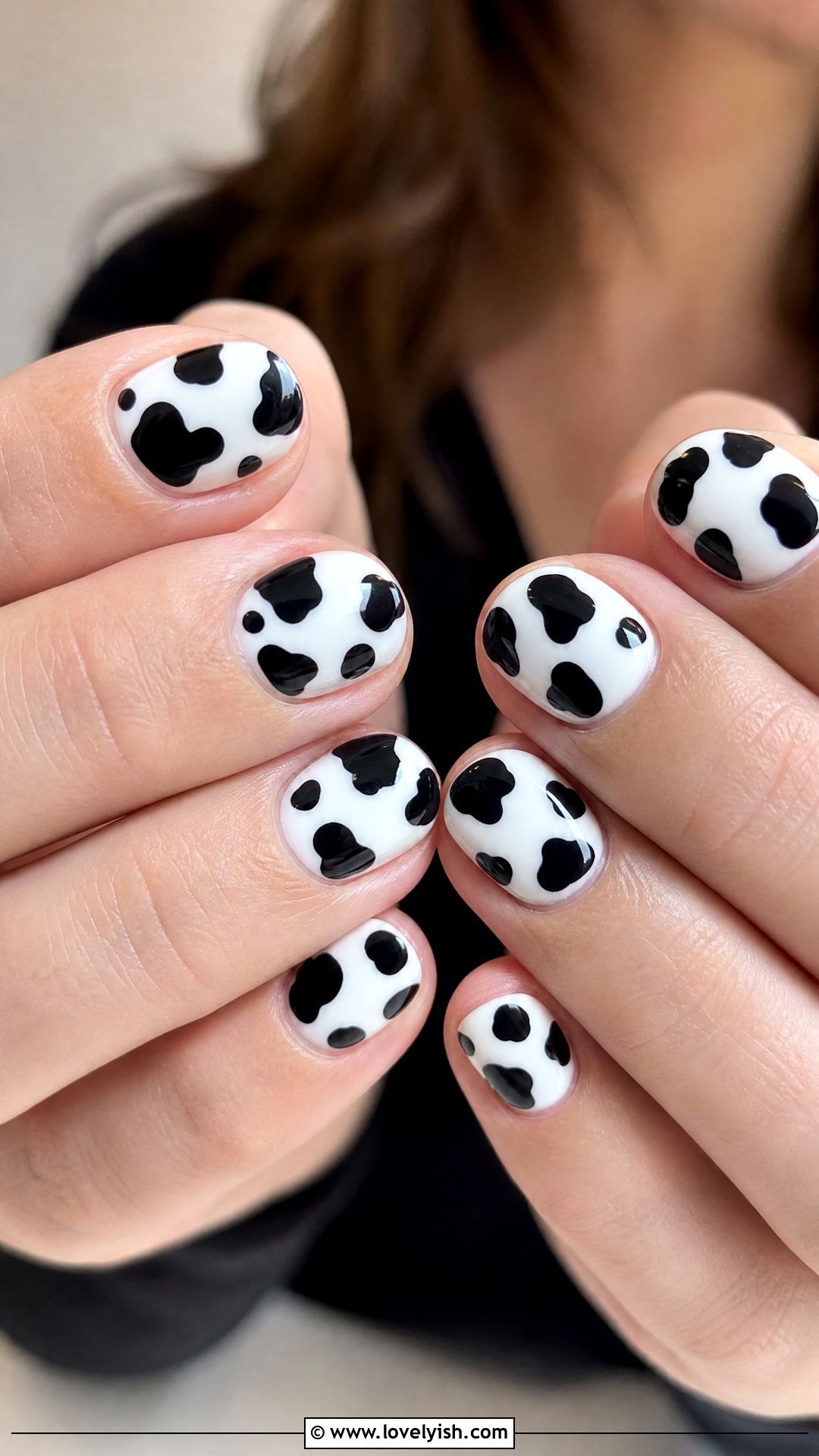 Cow Print Round Nails - 50 round nails - 50 round nails