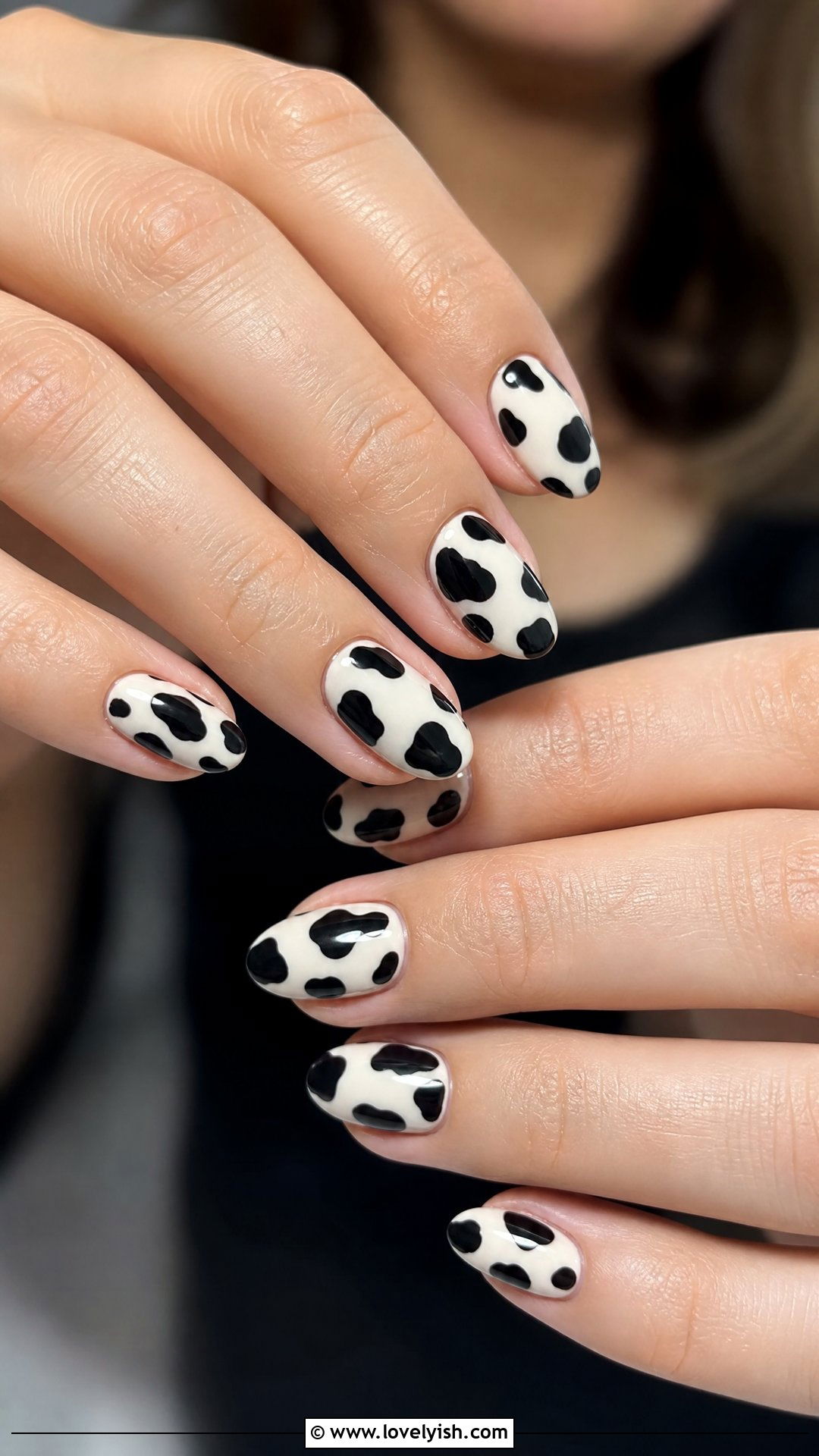 Cow Print Short Almond Nails - 50 short almond nails - 50 short almond nails