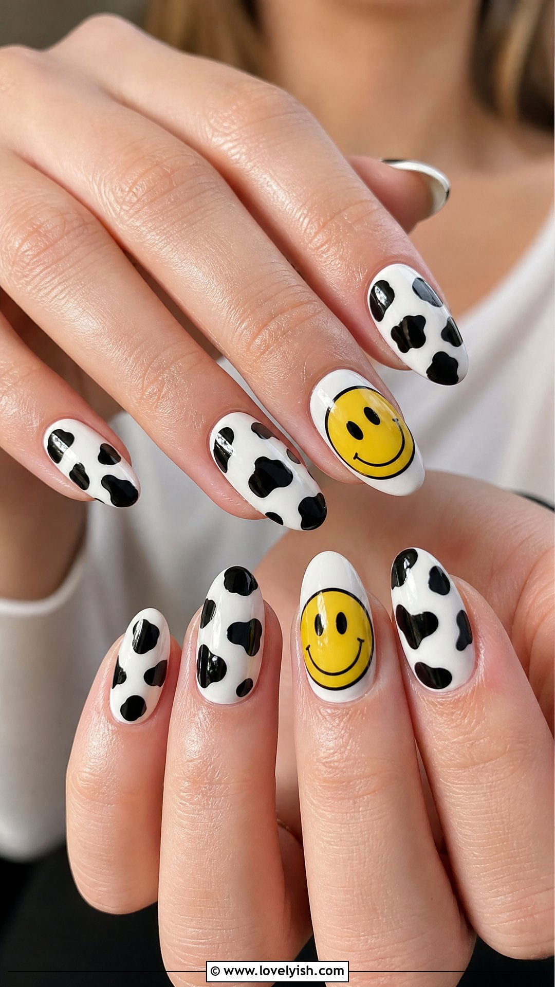 Cow Print Smiley Face Nails - 50 smiley face nails - 50 smiley face nails