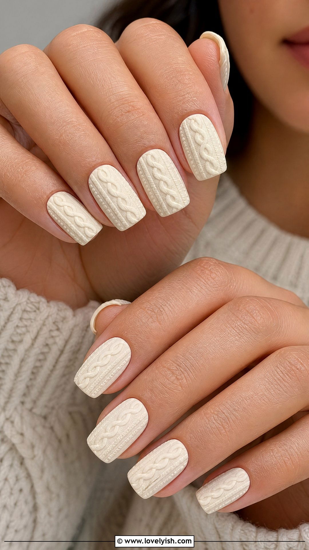 Cozy Sweater Knit Nails - 25 christmas nail designs - 25 christmas nail designs