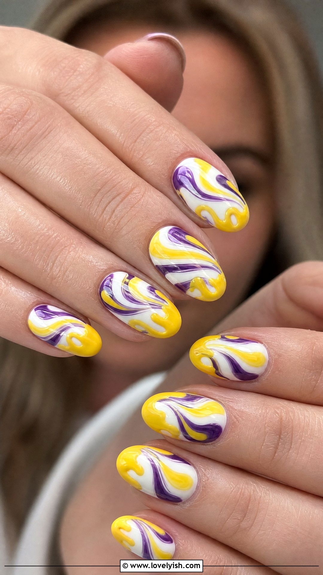 Creme Egg Swirl Nails - 31 easter nail designs 2026 - 31 easter nail designs 2026