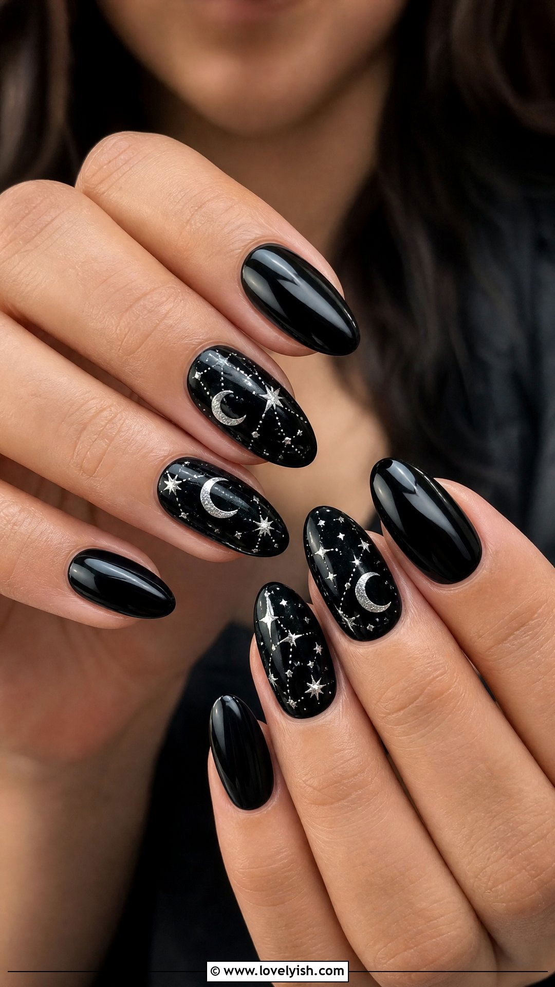 Crescent Moon and Stars Nails - 50 goth nails - 50 goth nails