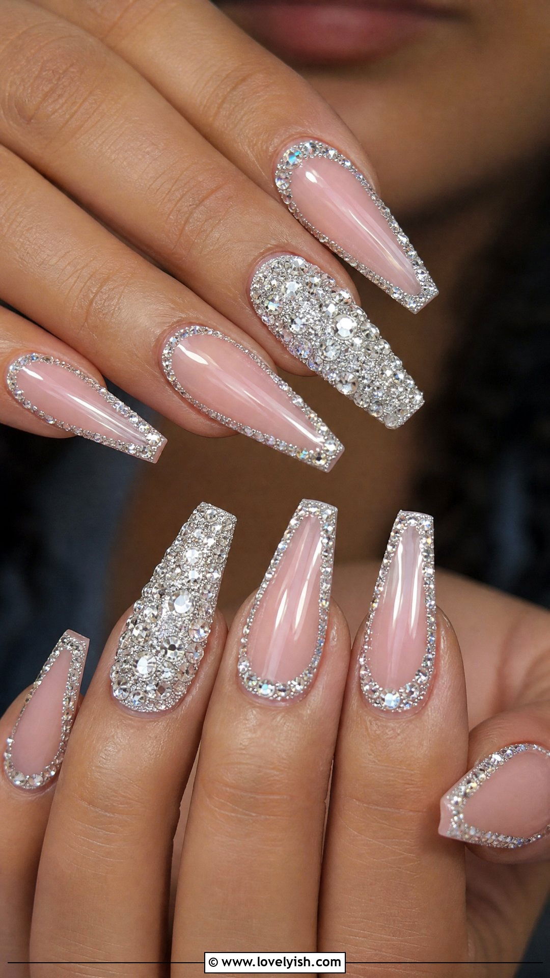 Crystal Rhinestone Glitter Nails - 50 sparkly nails - 50 sparkly nails