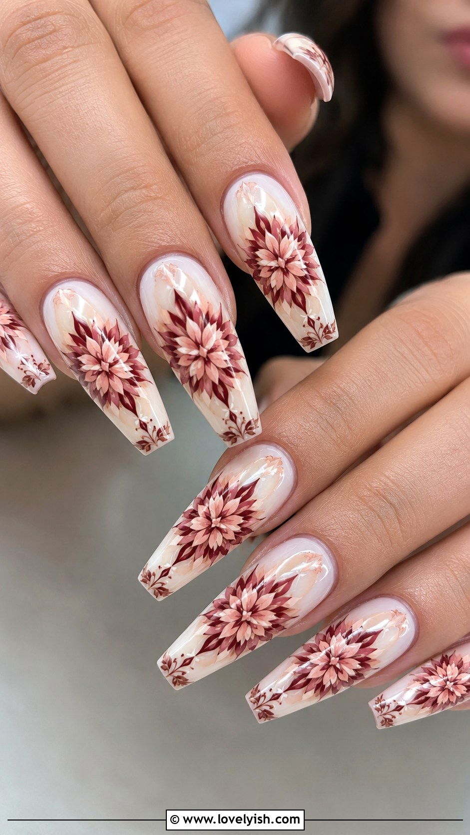 Dahlia Nails - 38 flower nail art ideas - 38 flower nail art ideas