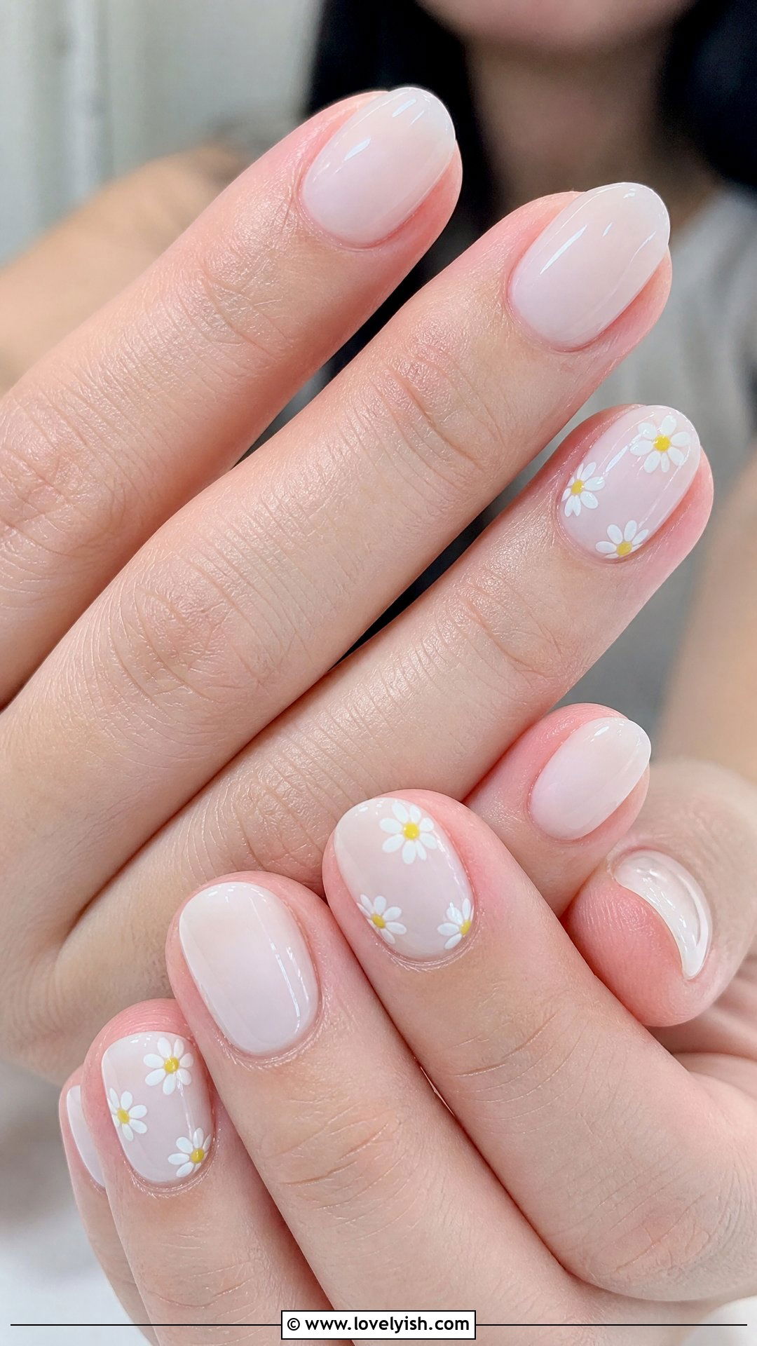Daisy Floral Short Acrylic Nails - 50 short acrylic nails - 50 short acrylic nails