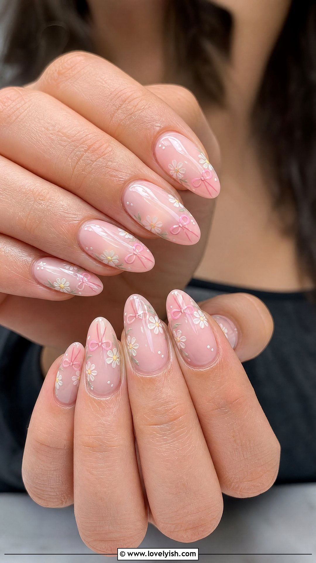 Daisy and Bow Nails - 50 daisy nails - 50 daisy nails