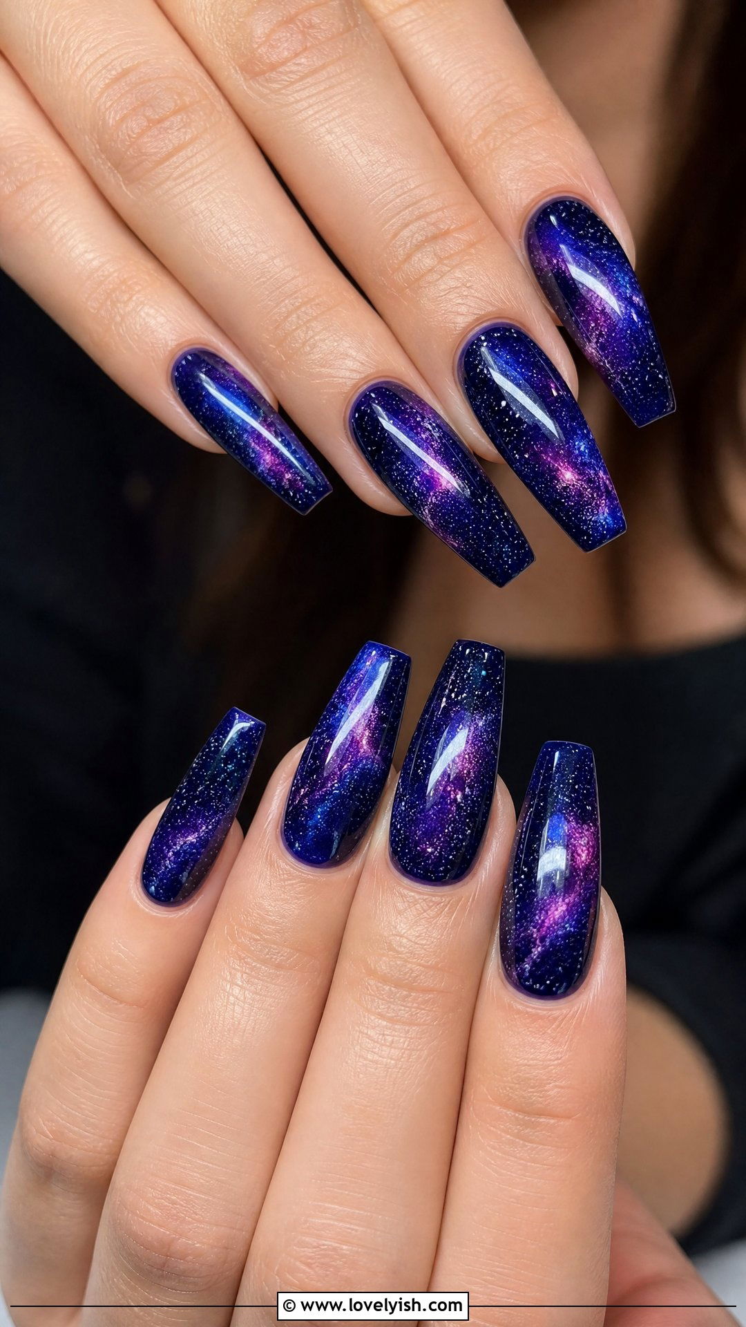 Dark Blue Galaxy Nails - 50 dark blue nail designs - 50 dark blue nail designs