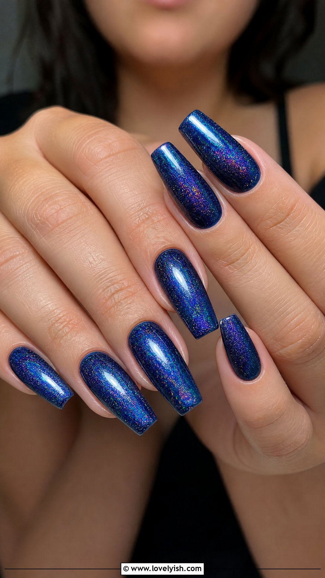 Dark Blue Holographic Nails - 50 dark blue nail designs - 50 dark blue nail designs