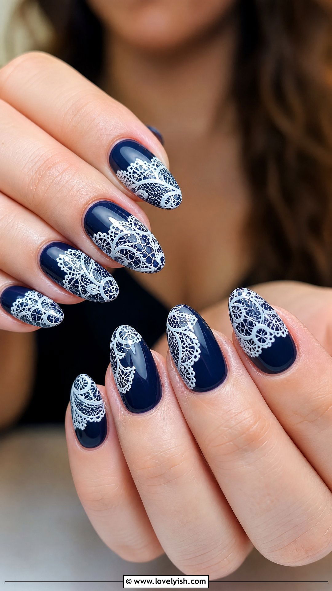 Dark Blue Lace Nails - 50 dark blue nail designs - 50 dark blue nail designs