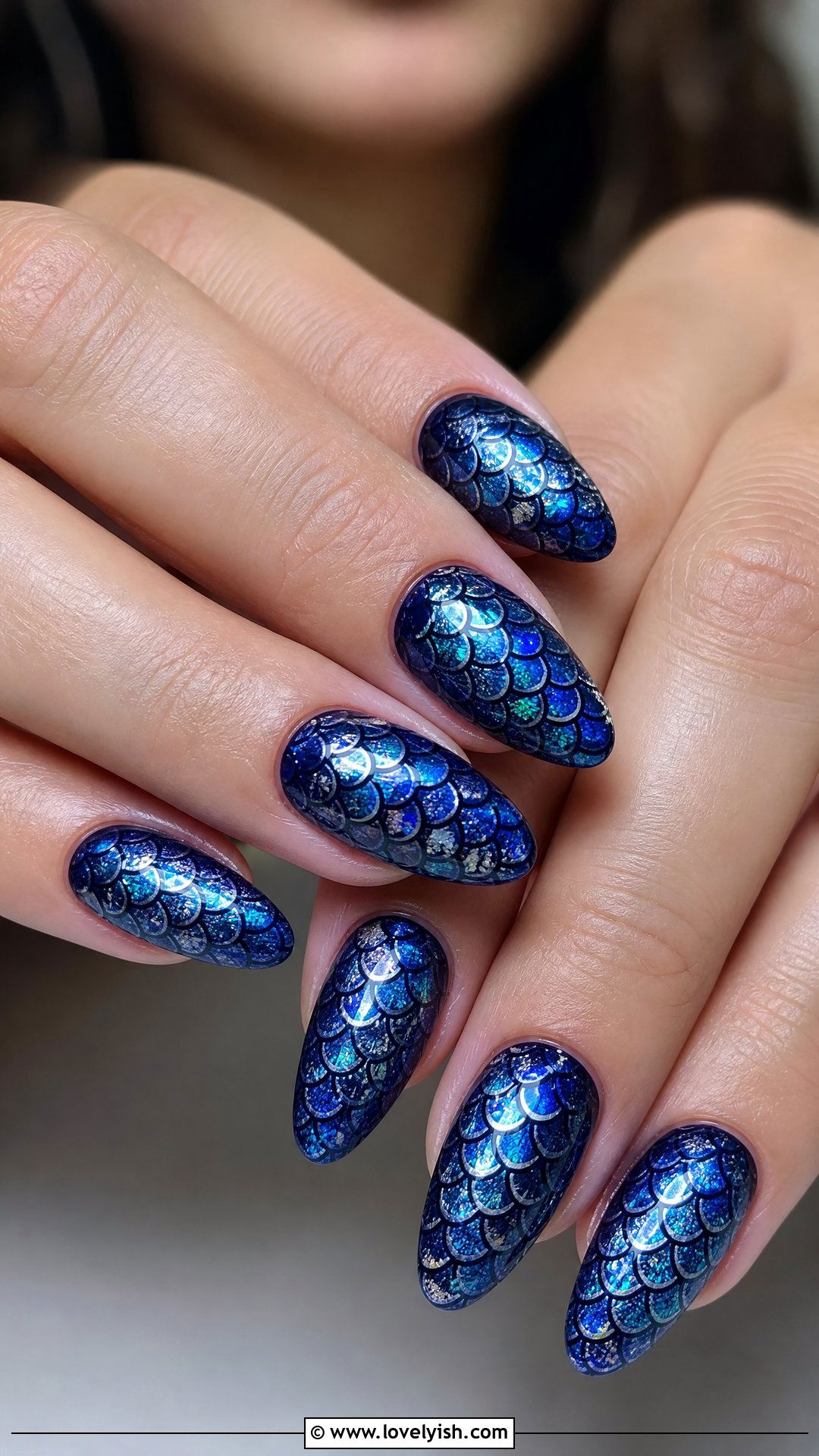 Dark Blue Mermaid Scale Nails - 50 dark blue nail designs - 50 dark blue nail designs