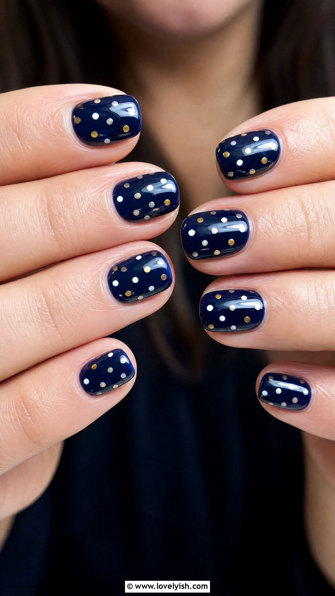 Dark Blue Polka Dot Nails - 50 dark blue nail designs - 50 dark blue nail designs