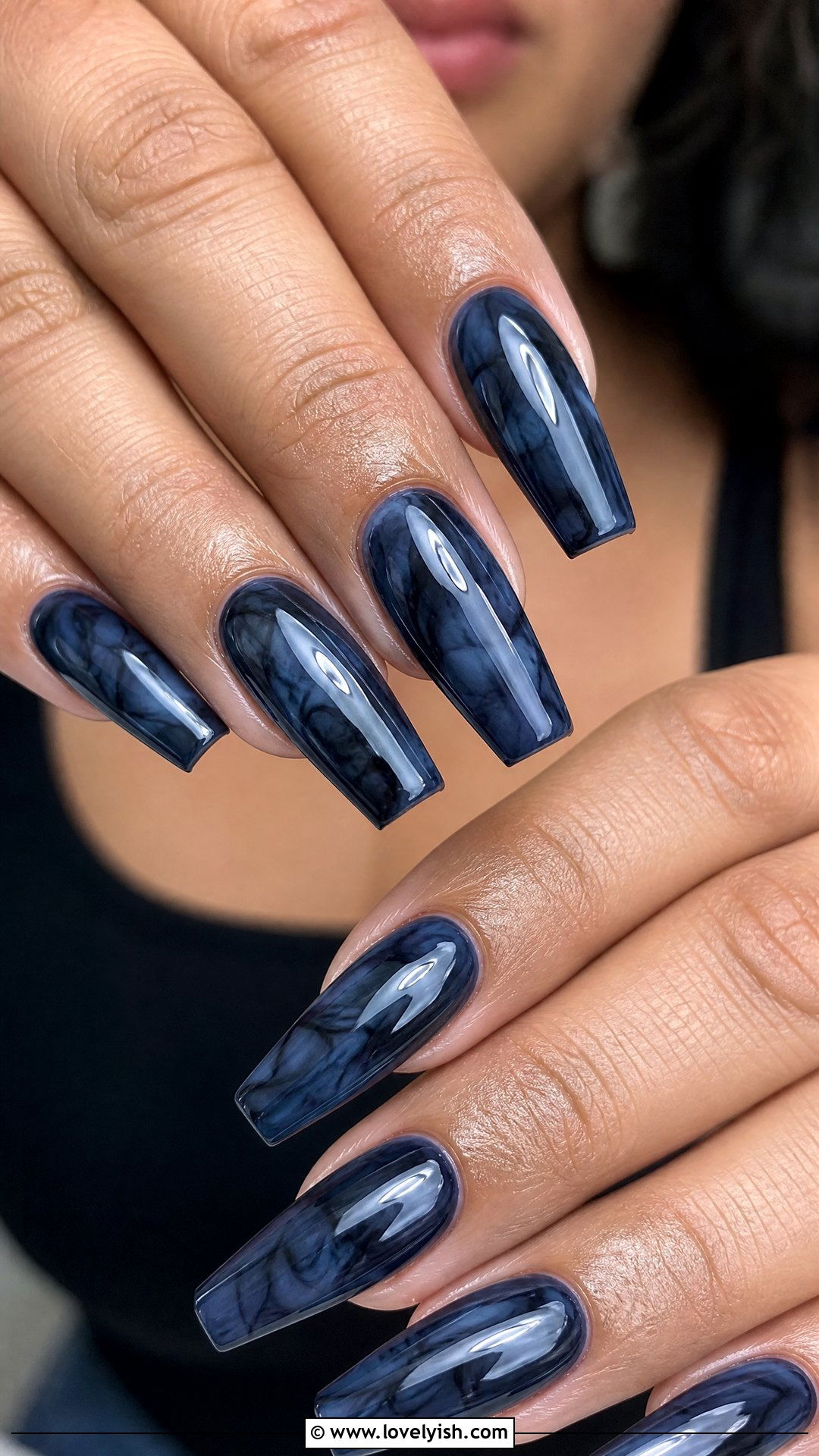 Dark Blue Smokey Nails - 50 dark blue nail designs - 50 dark blue nail designs