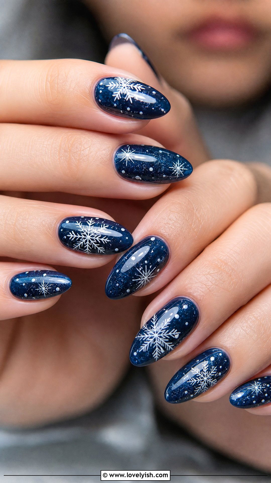 Dark Blue Snowflake Nails - 50 dark blue nail designs - 50 dark blue nail designs