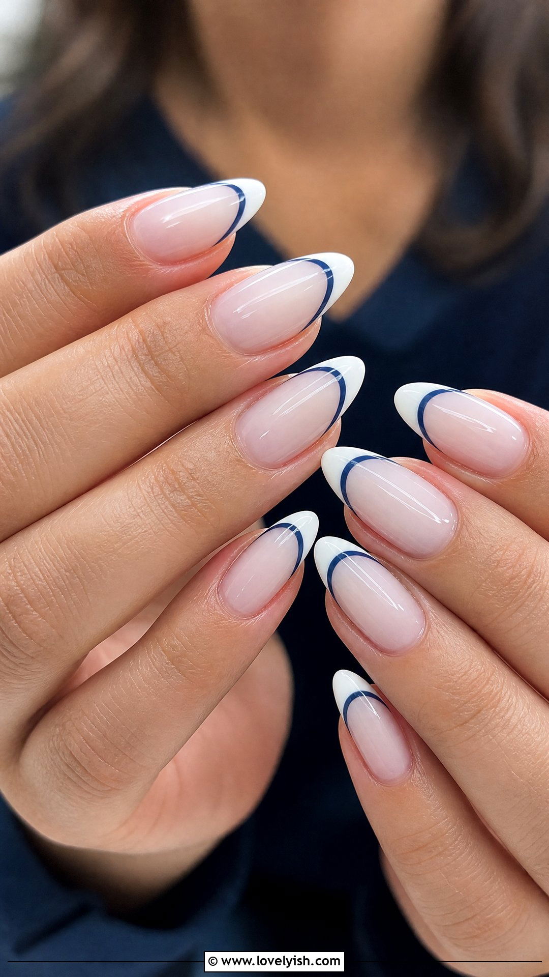 Dark Blue and White French Tip Nails - 50 dark blue nail designs - 50 dark blue nail designs