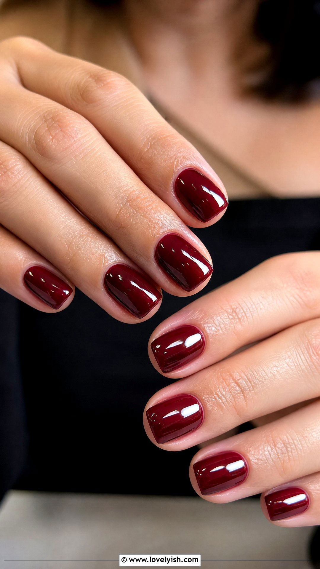 Dark Cherry Glossy Nails - 50 dark nail designs - 50 dark nail designs