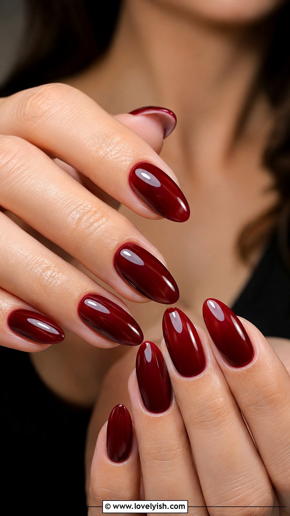Dark Cherry Red Glazed Nails - 50 nails - 50 nails