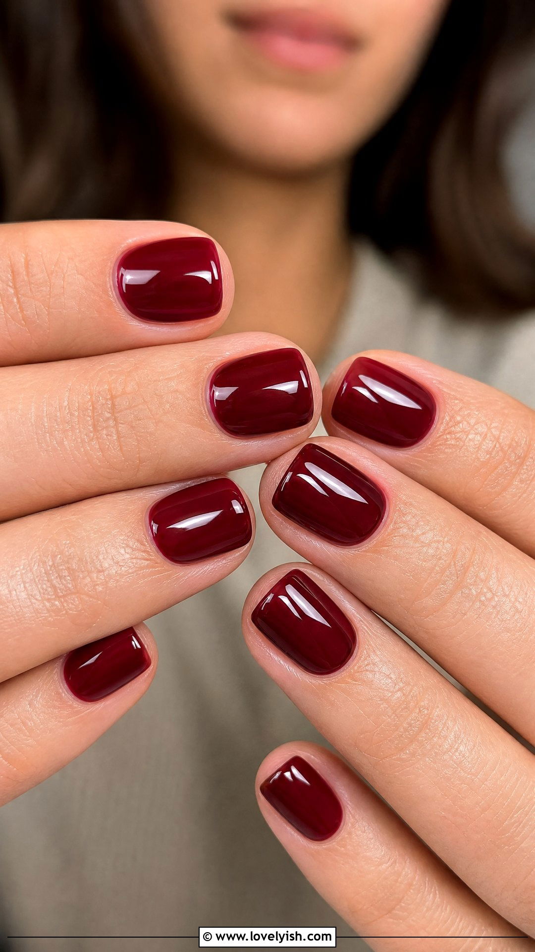Dark Cherry Red Glossy Nails - 50 dark red nails - 50 dark red nails