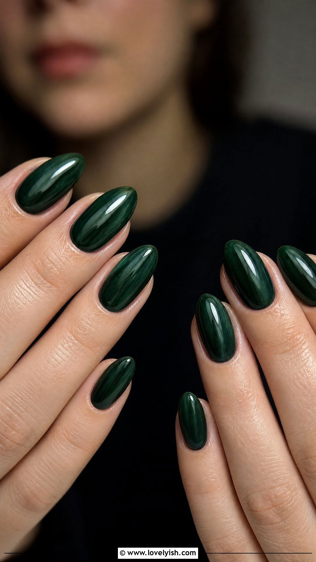 Dark Forest Green Almond Nails - 50 goth nails - 50 goth nails