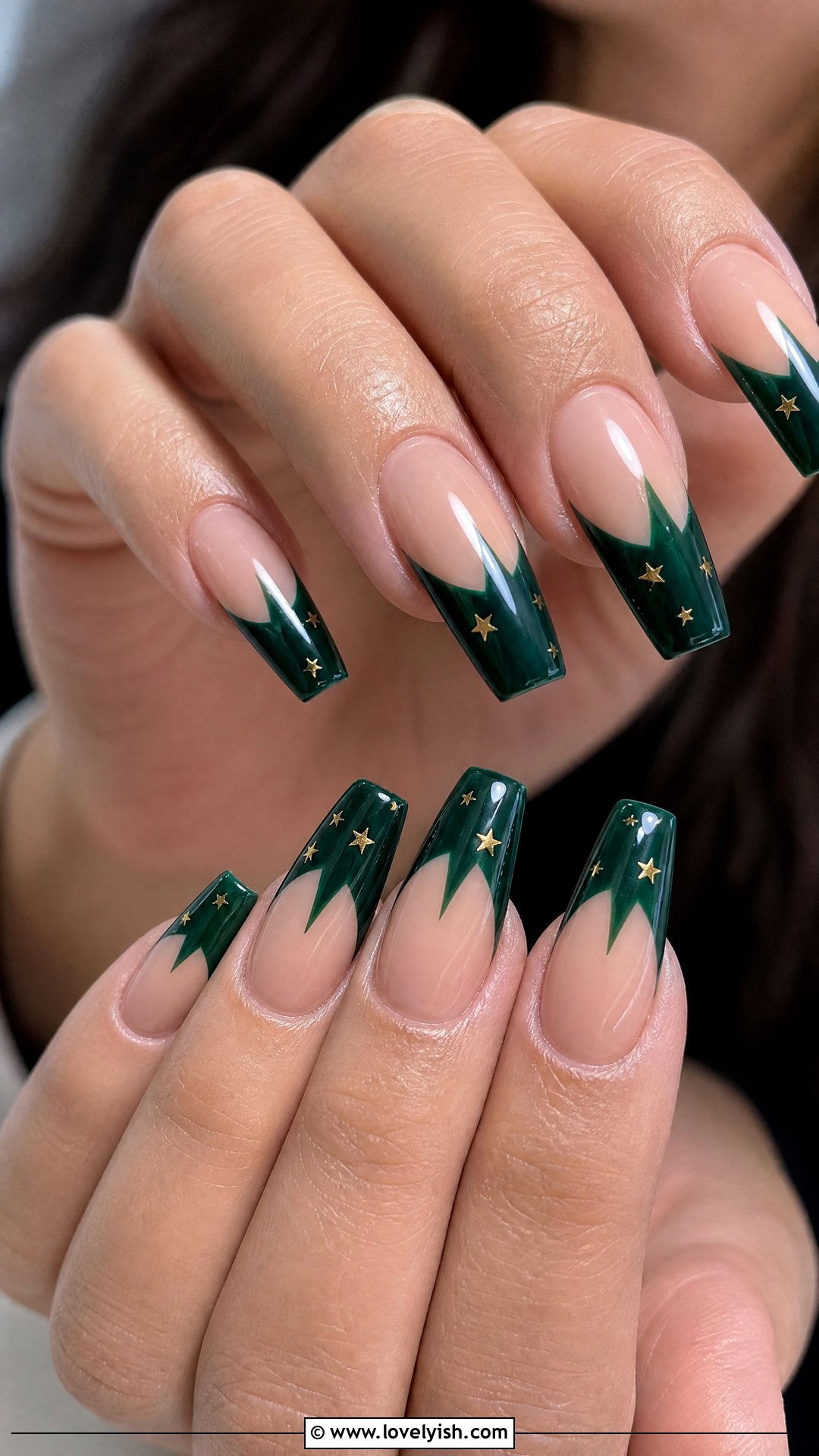 Dark Green Star Tip Nails - 50 star nails - 50 star nails