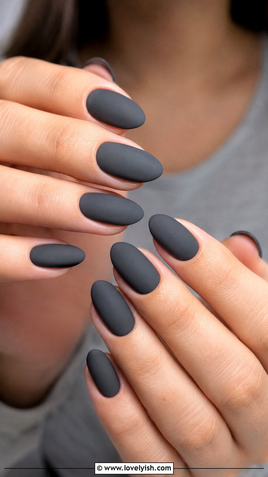 Dark Grey Matte Nails - 50 grey nail designs - 50 grey nail designs