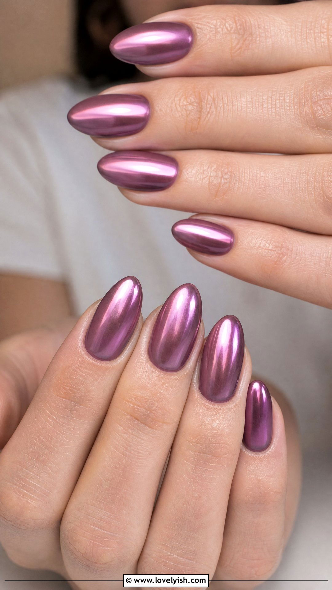 Dark Mauve Chrome Nails - 50 dark nail designs - 50 dark nail designs