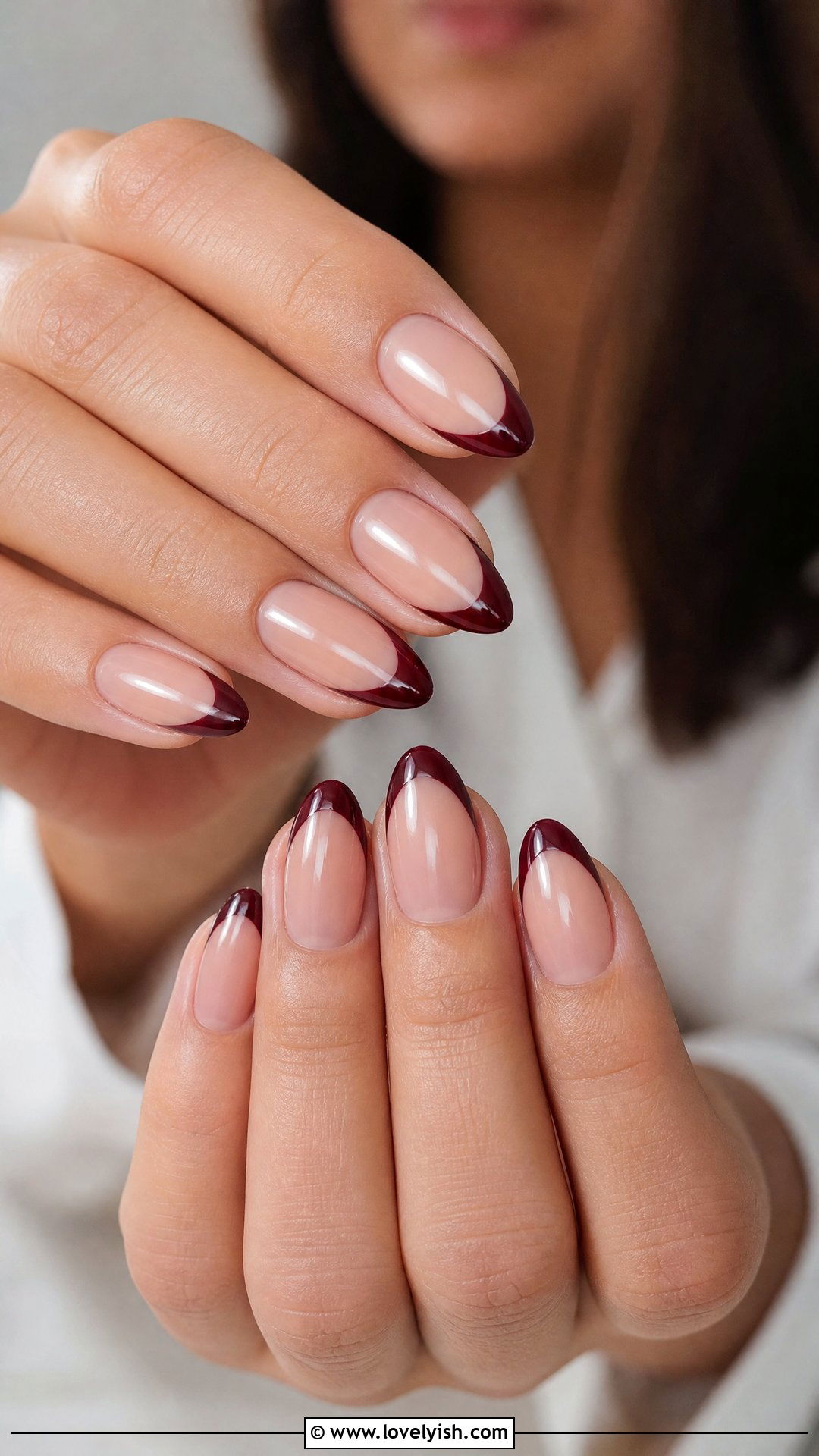 Dark Red French Tip Nails - 50 dark red nails - 50 dark red nails