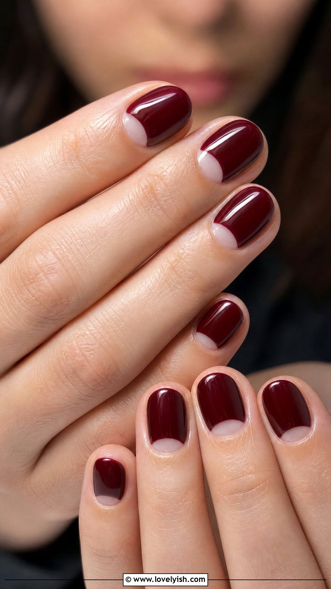 Dark Red Half Moon Nails - 50 dark red nails - 50 dark red nails