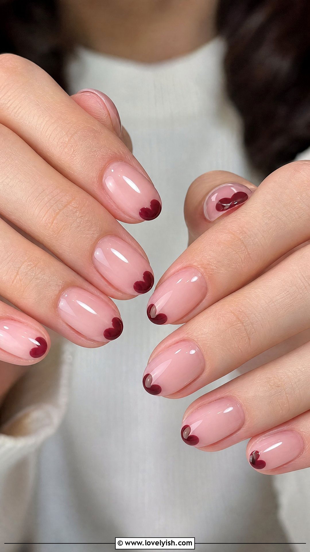 Dark Red Heart Tip Nails - 50 dark red nails - 50 dark red nails