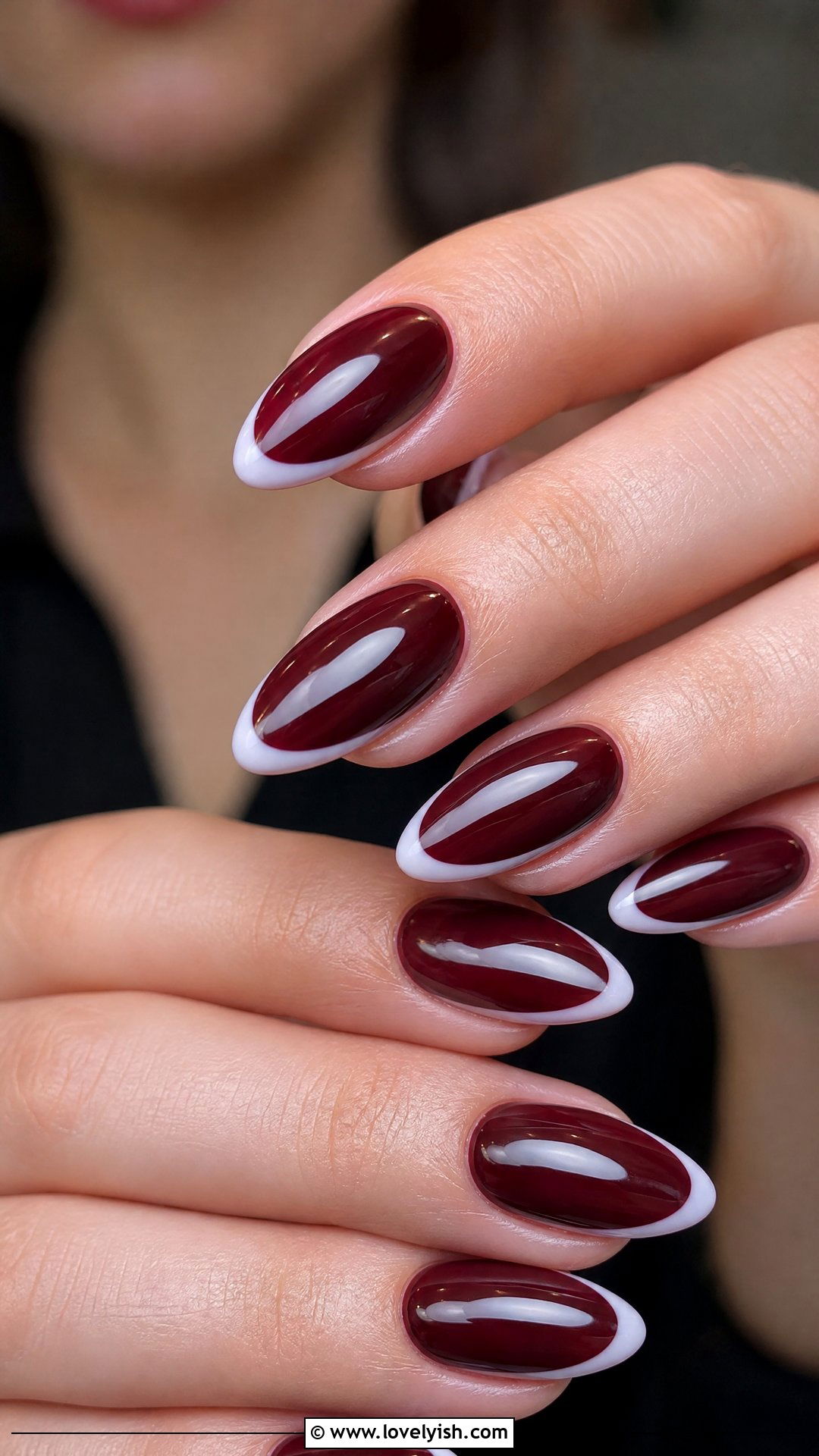 Dark Red Milky Tip Nails - 50 dark red nails - 50 dark red nails