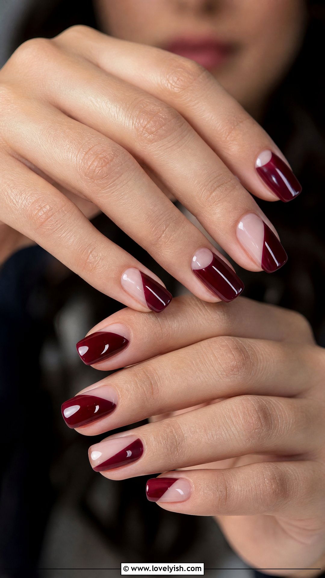 Dark Red Negative Space Nails - 50 dark red nails - 50 dark red nails