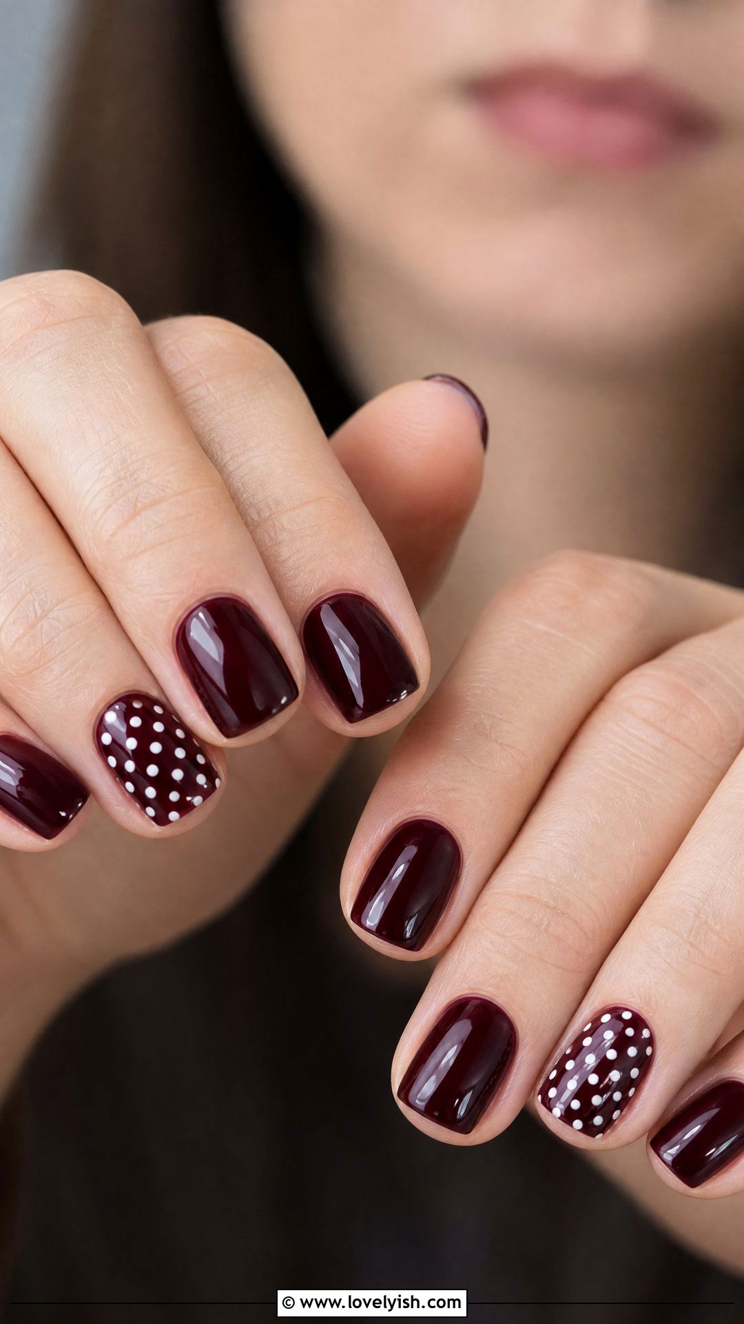 Dark Red Polka Dot Nails - 50 dark red nails - 50 dark red nails