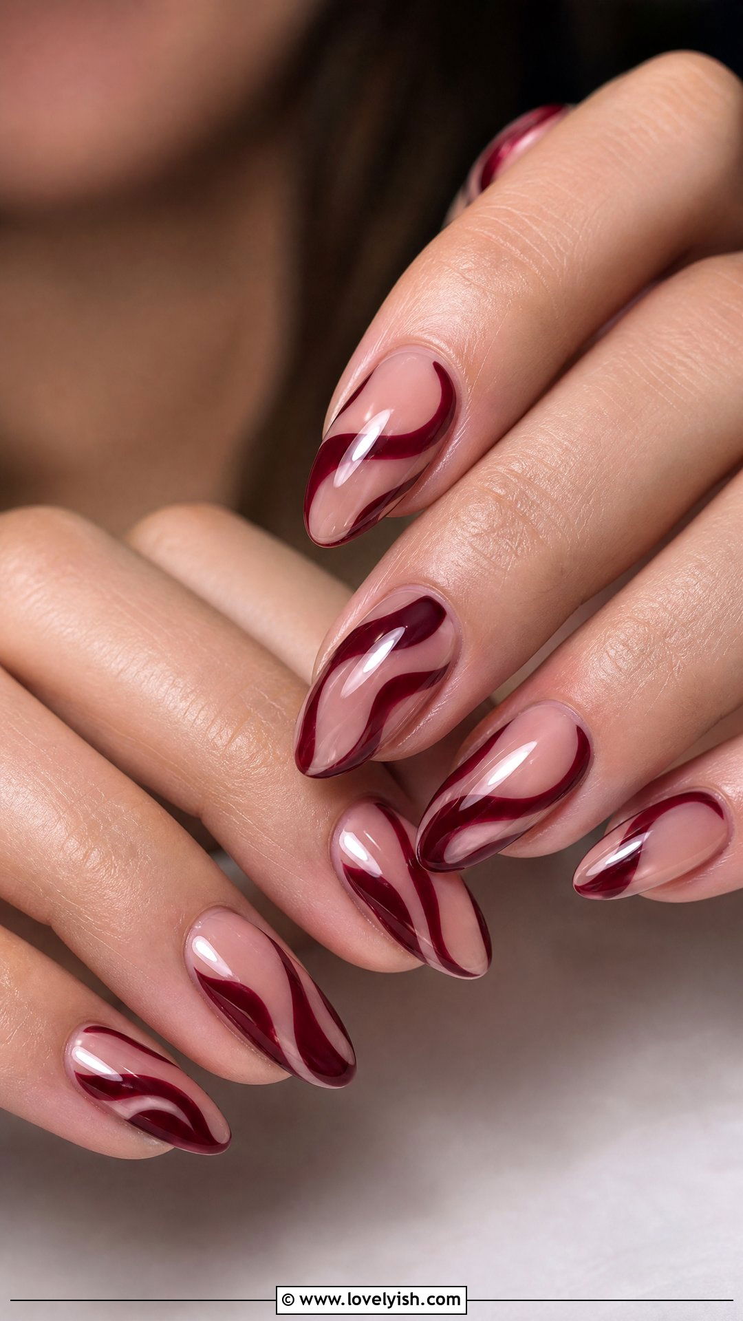 Dark Red Swirl Nails - 50 dark red nails - 50 dark red nails