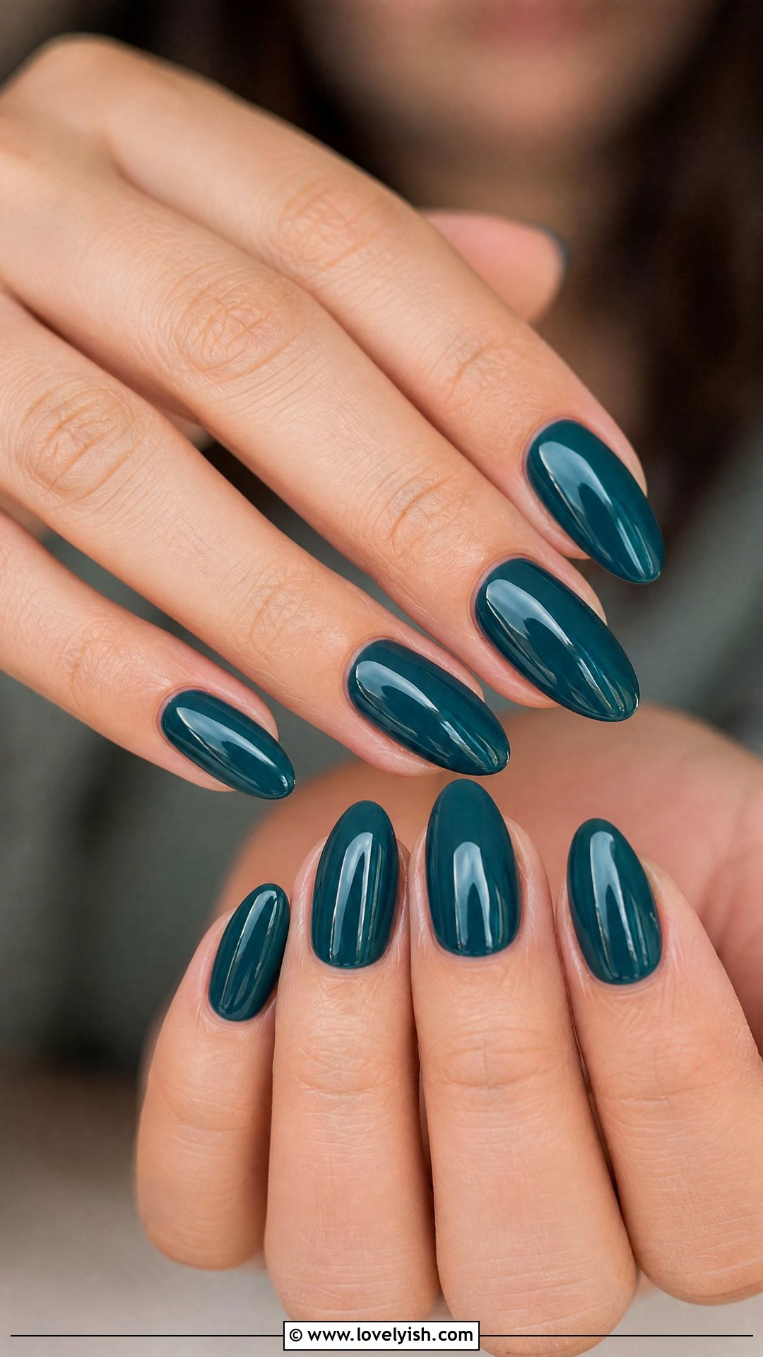 Dark Teal Glossy Nails - 50 dark nail designs - 50 dark nail designs