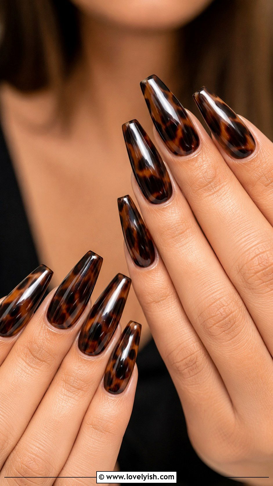 Dark Tortoiseshell Nails - 50 tortoise nail design ideas - 50 tortoise nail design ideas