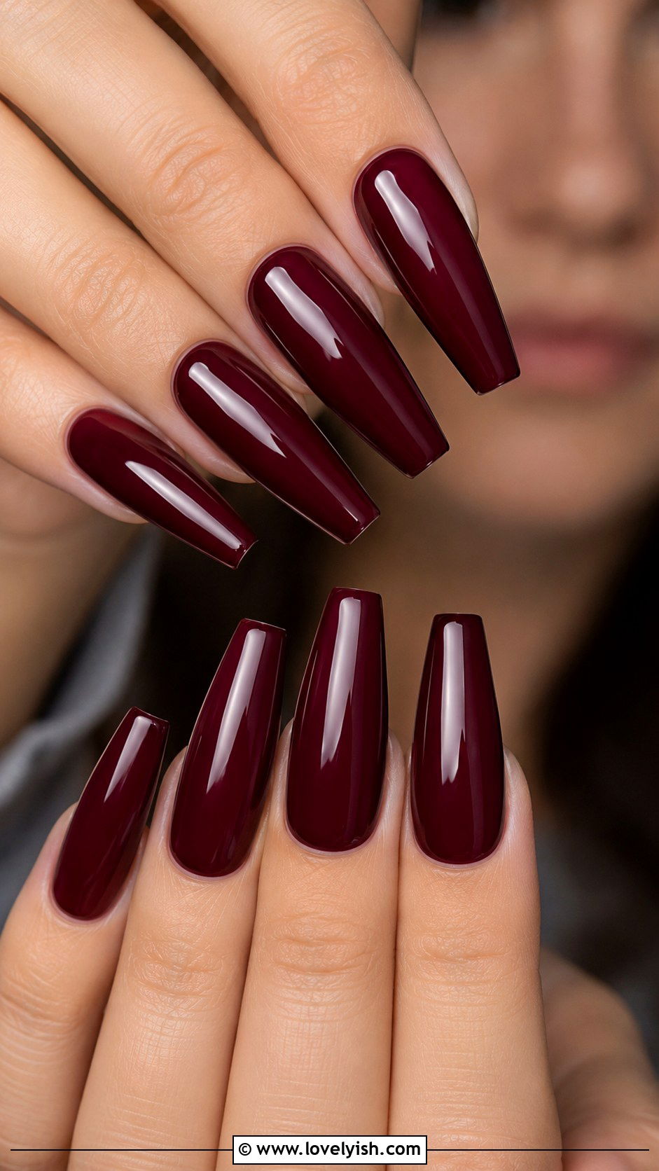 Deep Burgundy Coffin Press On Nails - 50 press on nails - 50 press on nails