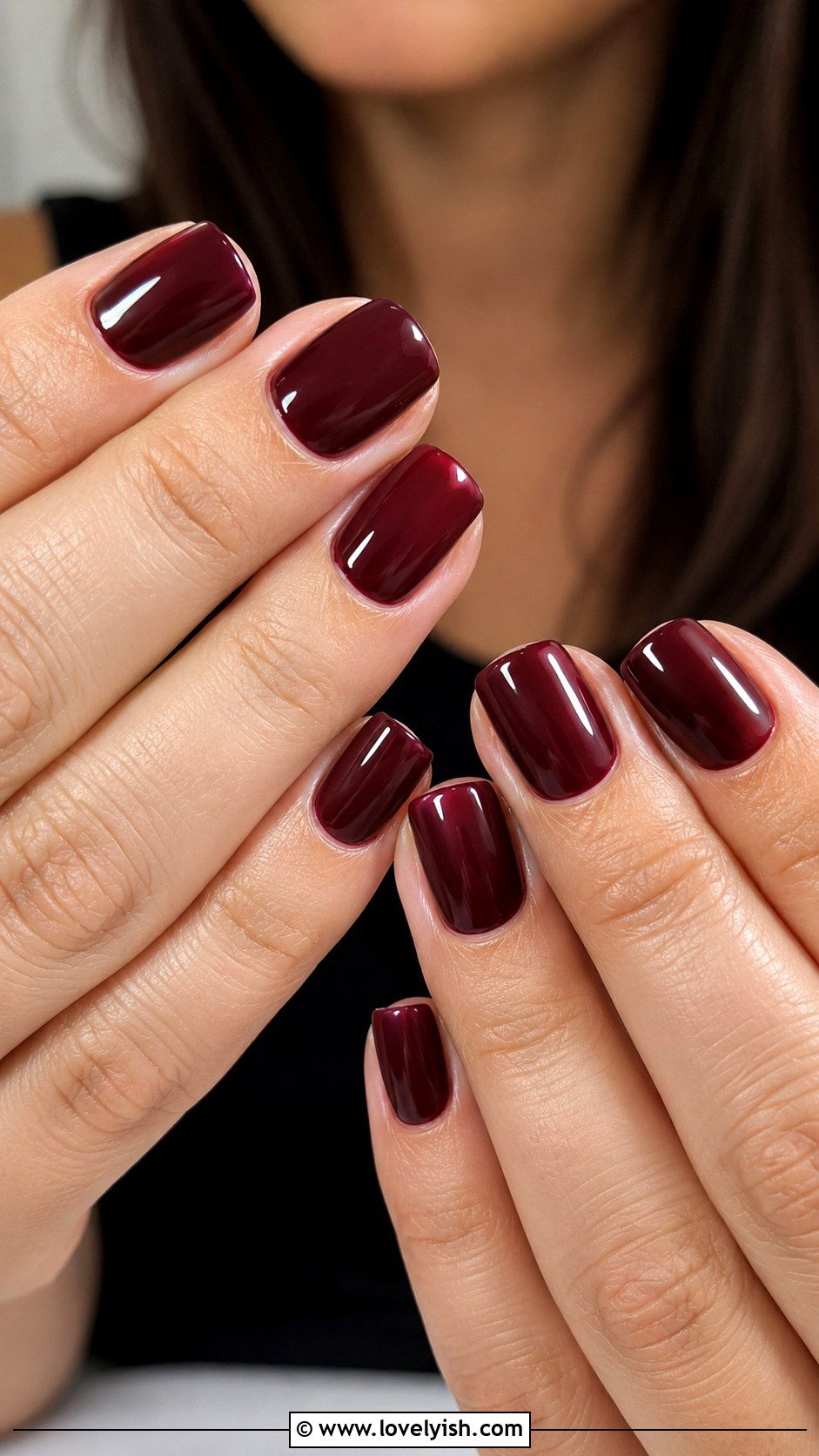Deep Burgundy Short Squoval Nails - 50 work appropriate nails - 50 work appropriate nails