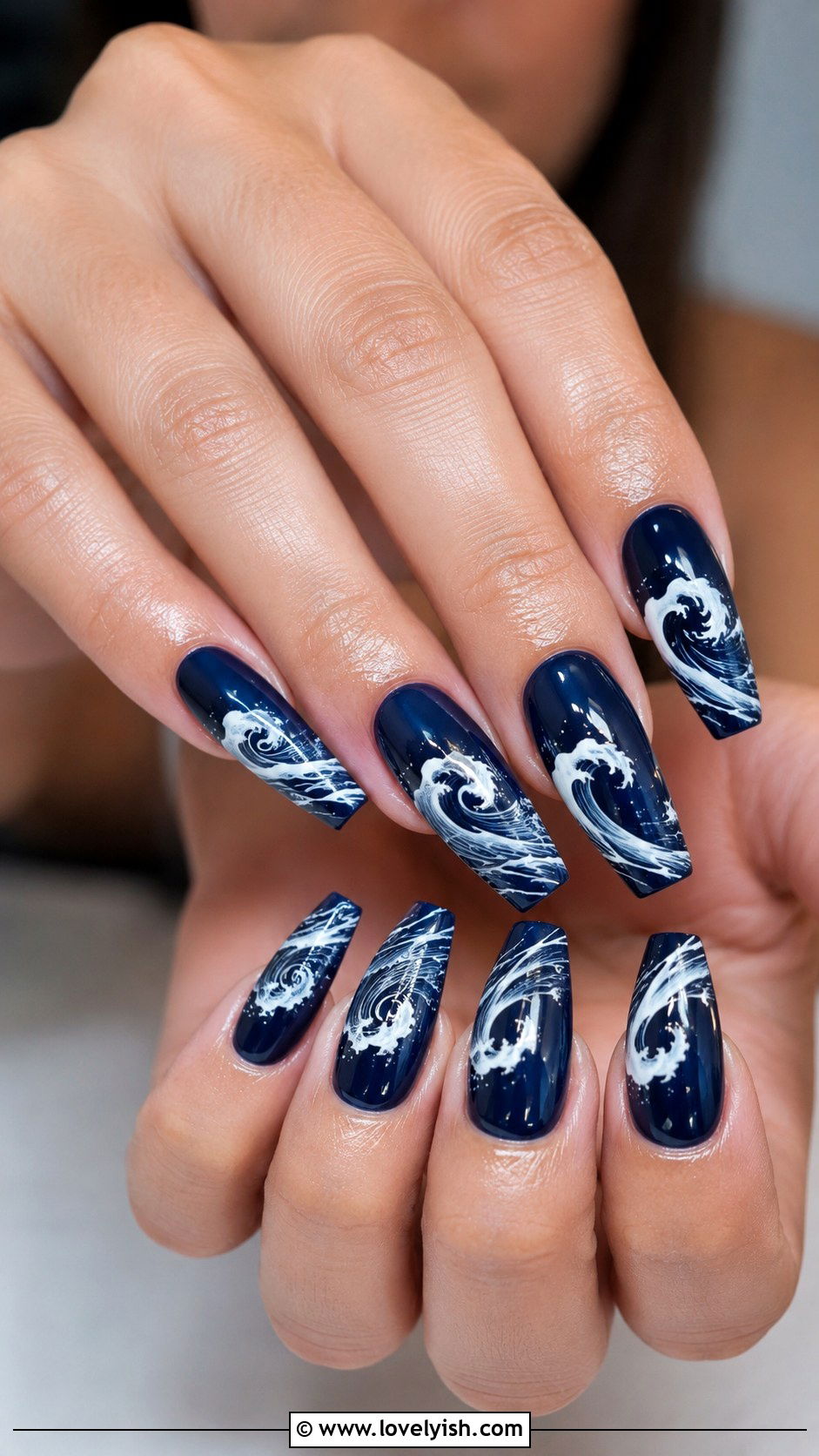 Deep Navy Wave Ocean Nails - 50 ocean nails - 50 ocean nails