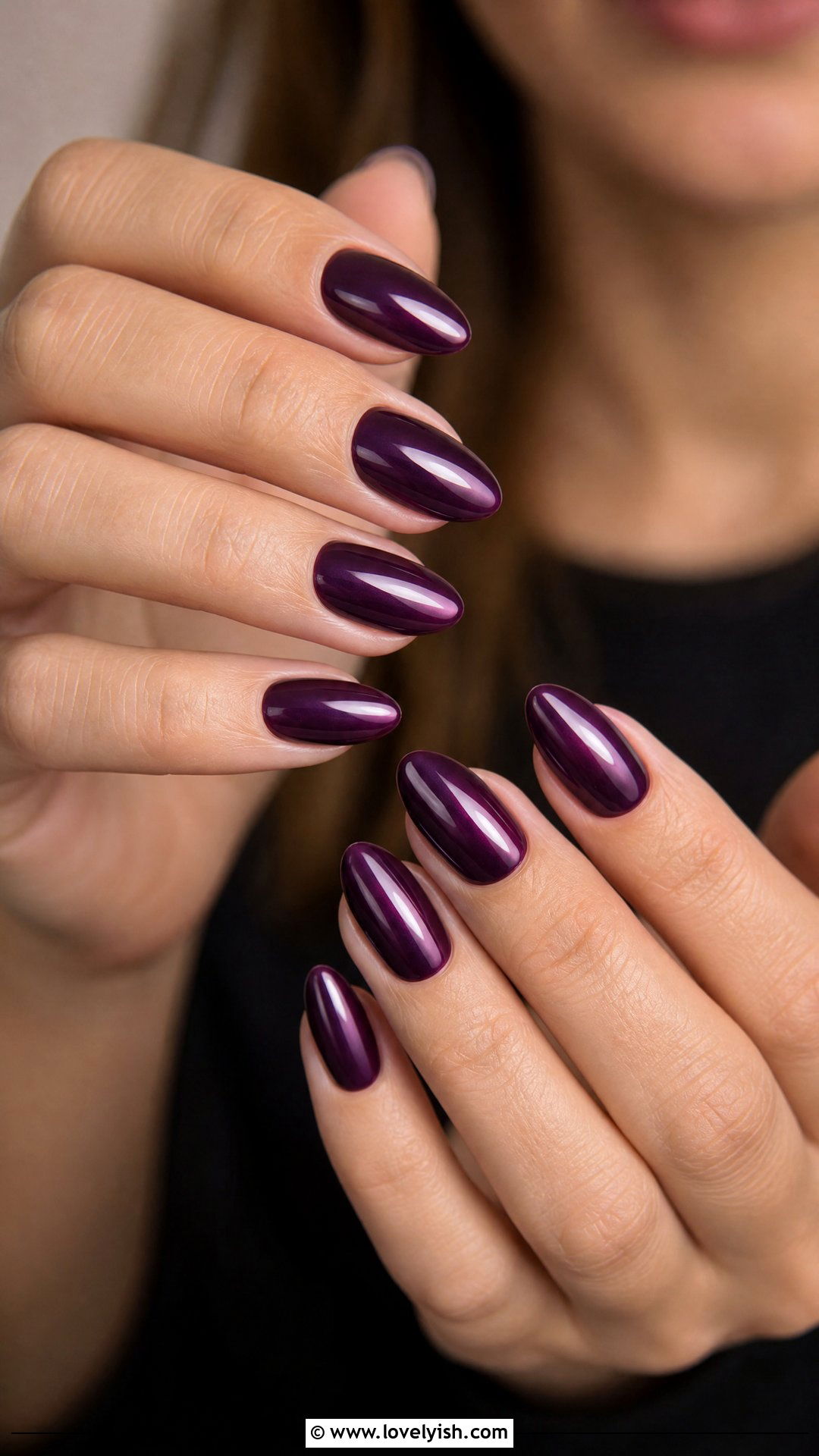 Deep Plum Almond Nails - 50 goth nails - 50 goth nails