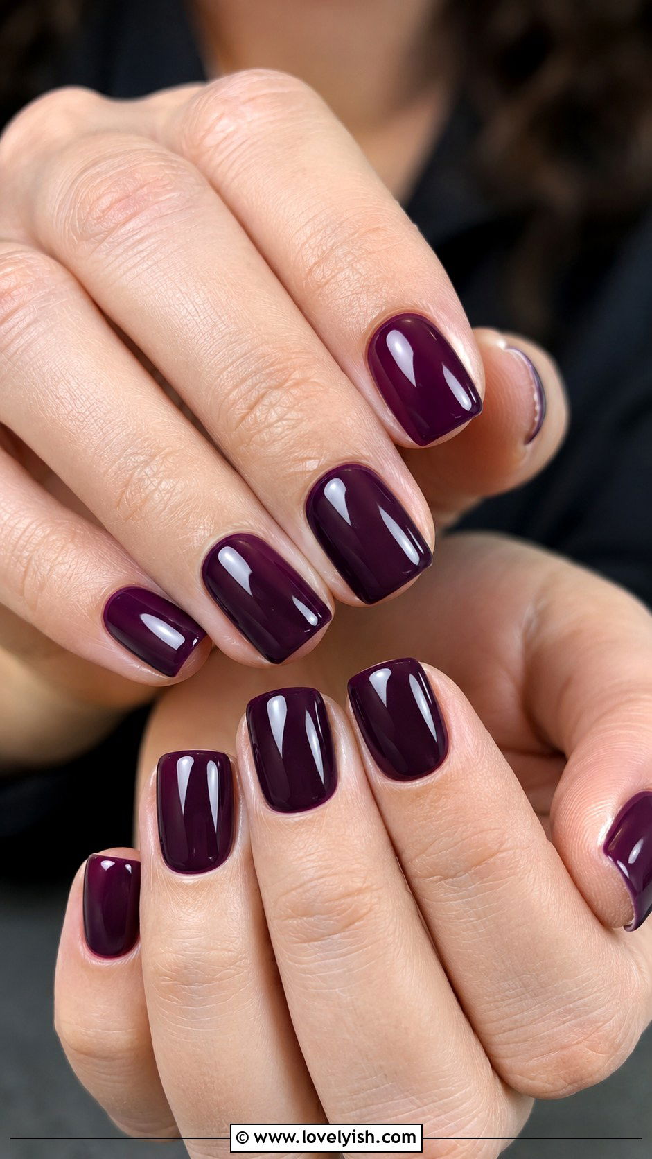 Deep Plum Glossy Manicure - 33 purple nail design ideas - 33 purple nail design ideas