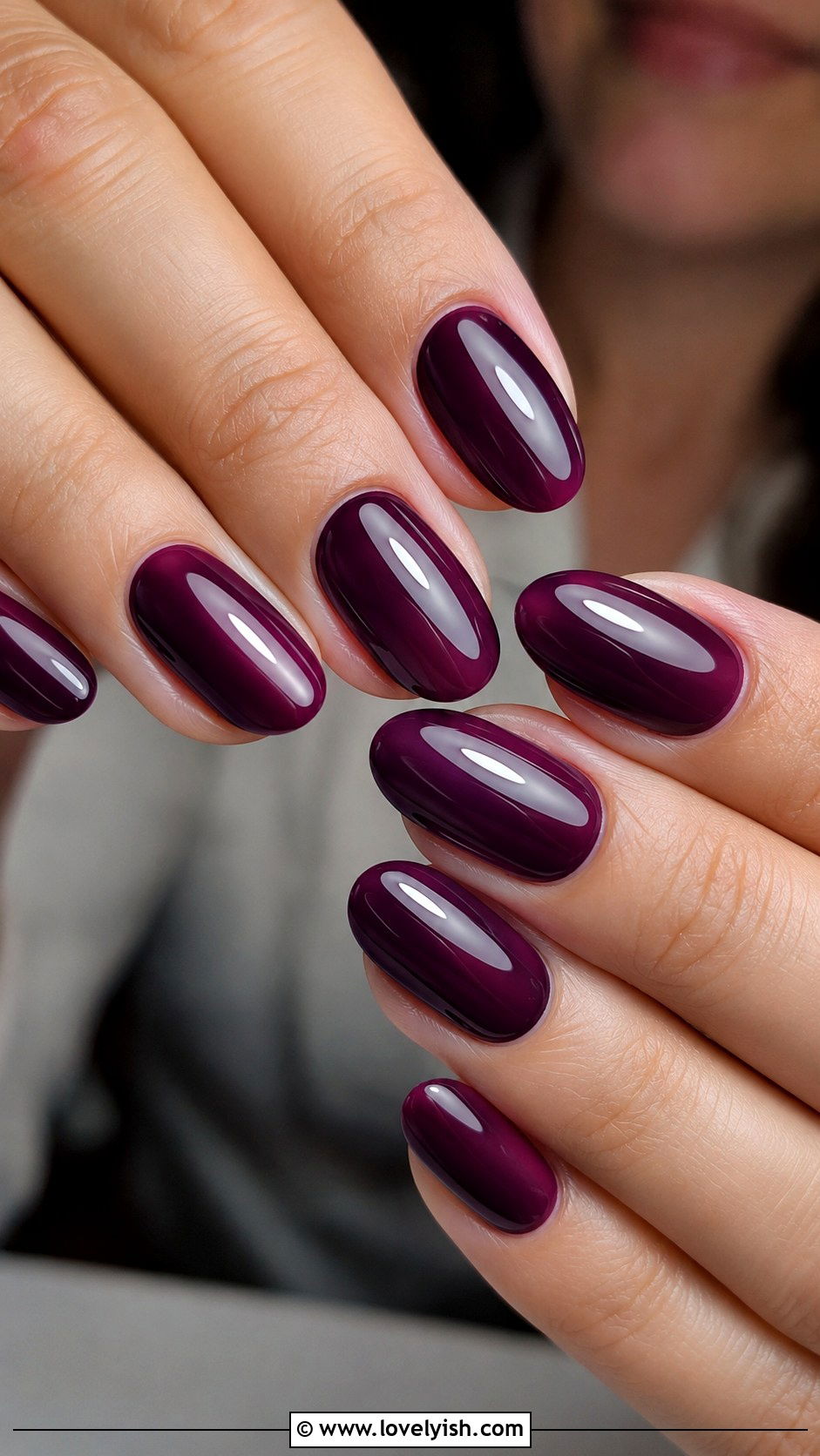 Deep Plum Glossy Nails - 42 purple nail designs - 42 purple nail designs