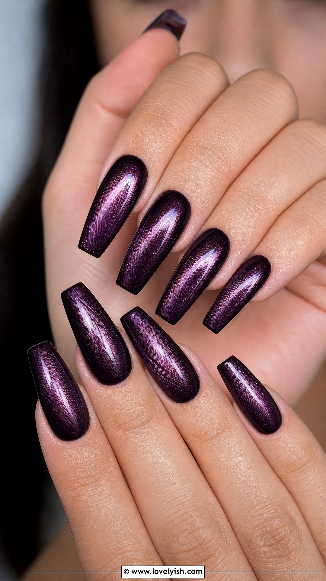 Deep Plum Velvet Long Nails - 28 nail designs for long nails - 28 nail designs for long nails