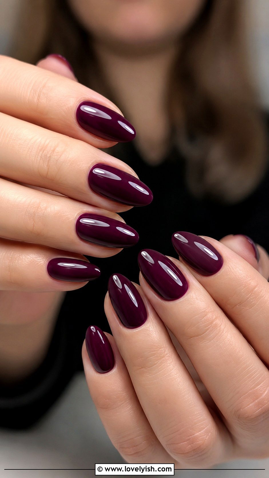 Deep Plum With Glossy Finish Nails - 38 classy nail designs - 38 classy nail designs