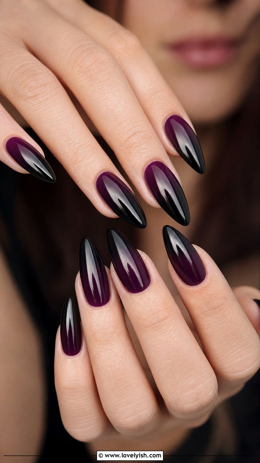 Deep Plum and Black Gradient Gothic Nails - 50 gothic nails - 50 gothic nails