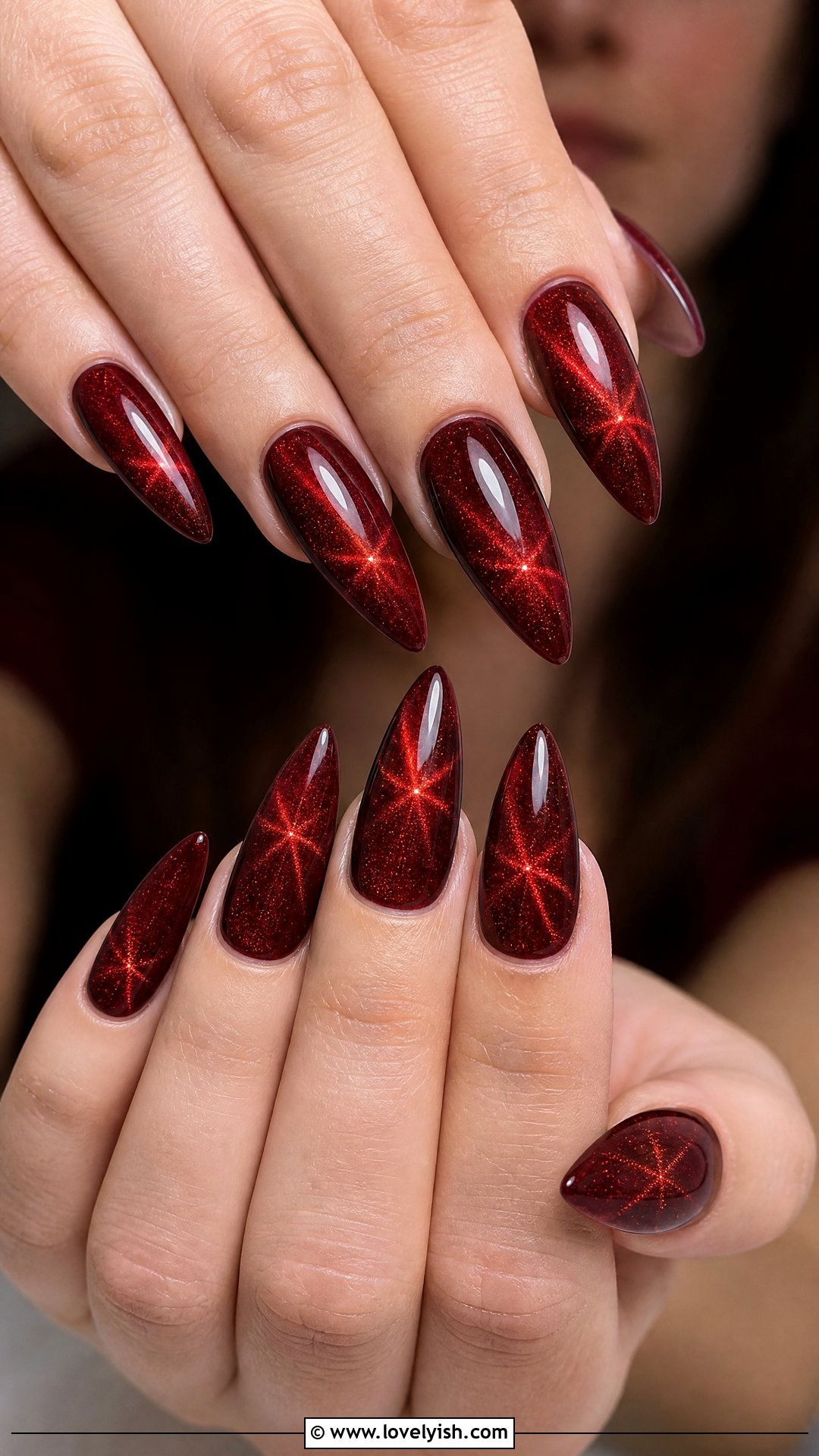 Deep Red Magnetic Nails - 50 dark red nails - 50 dark red nails