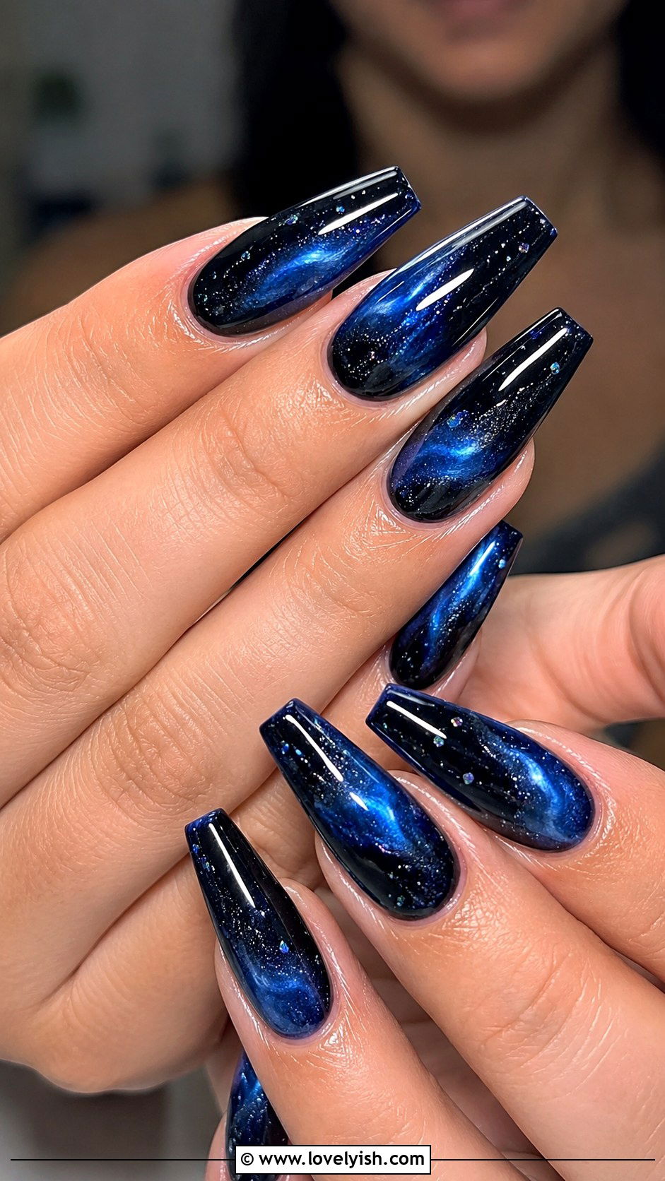 Deep Sea Black and Blue Nails - 50 ocean nails - 50 ocean nails