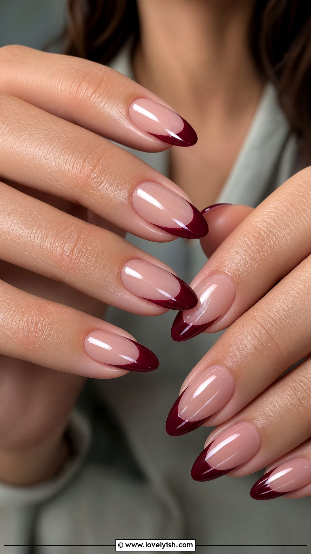 Deep Wine French Tip Nails - 50 colored french tip nails - 50 colored french tip nails